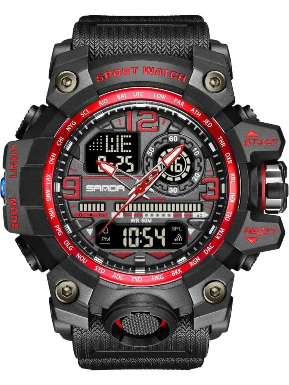 Men's Waterproof Sports Watch - Military Style, Multi-Function, LED Face, Alarm